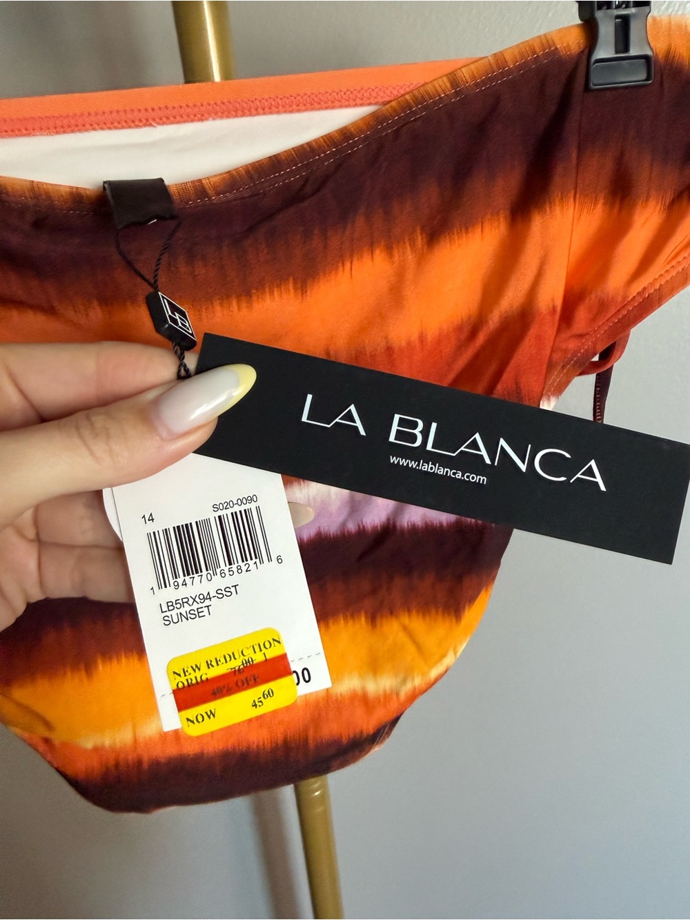 NWT La Blanca Side-Tie Bikini Bottom – Sunset Print (Size 14) - Picture 4 of 5